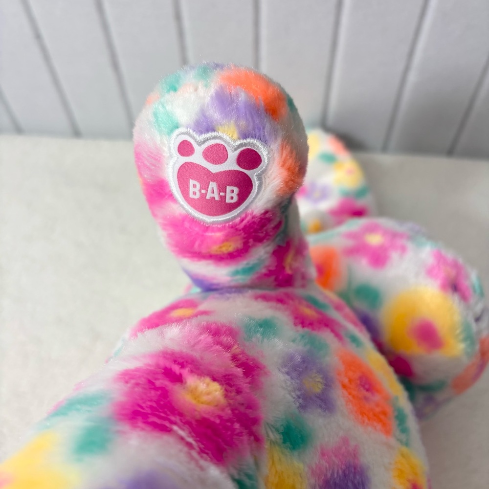 Build-A-Bear Bunny Rabbit Pawlette Glitter Colorful Flower Stuffed Animal 16" - Picture 5 of 8